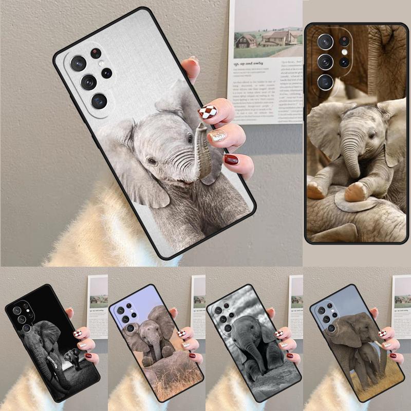 Elephant Baby Nature Phone Case Cover For Samsung Galaxy S24 S25 Ultra S21 S22 Ultra S10E Note 10 Plus Note 20 FE S23