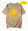 Kazakhstan National Emblem Sun Eagle Printed Short Sleeve Tshirt Ethnic Style Pure Cotton Unisex Top