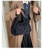 High Quality Corduroy Women Bag Simple Cloth Shoulder Bag Large Capacity Crossbody Bag Cute Bow Print Messenger Soft Purse