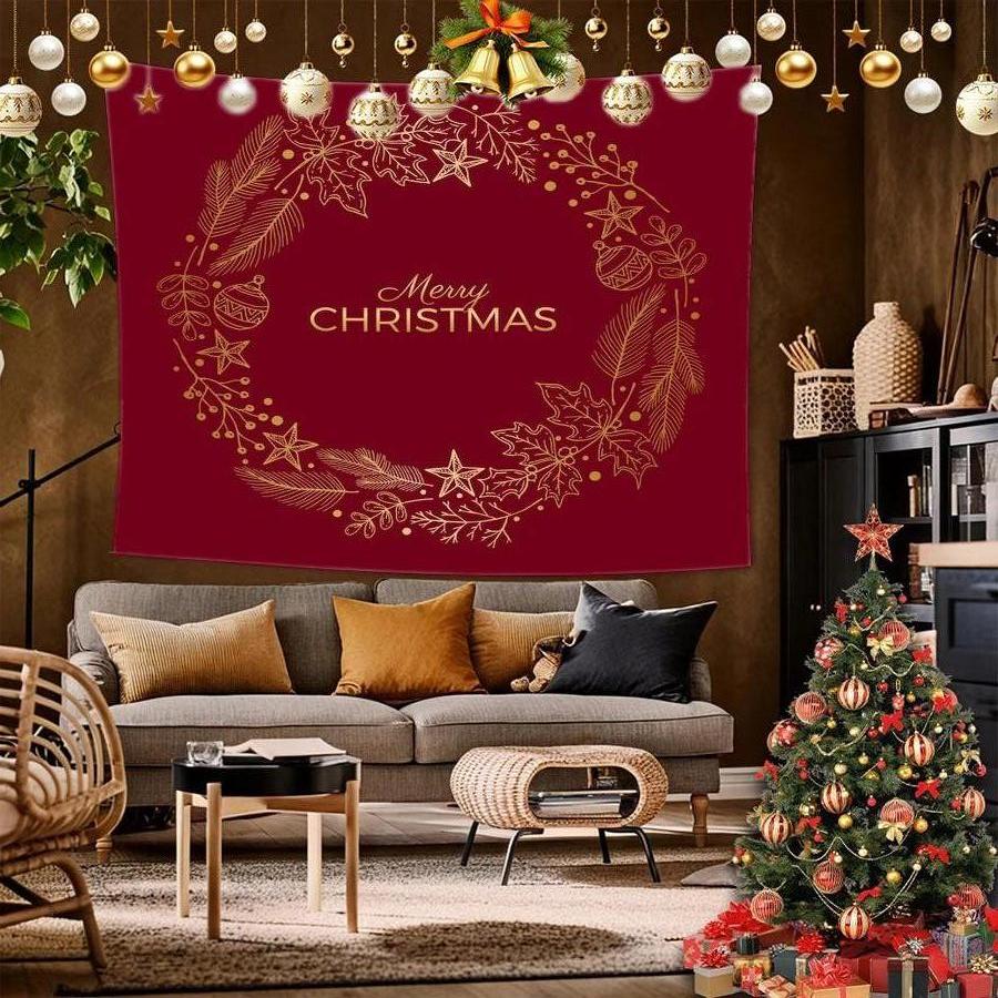 Christmas Tree Tapestry Background Cloth Hanging Cloth Bedroom Bedside Decorative Wall Cloth Rental Dormitory Tapestry