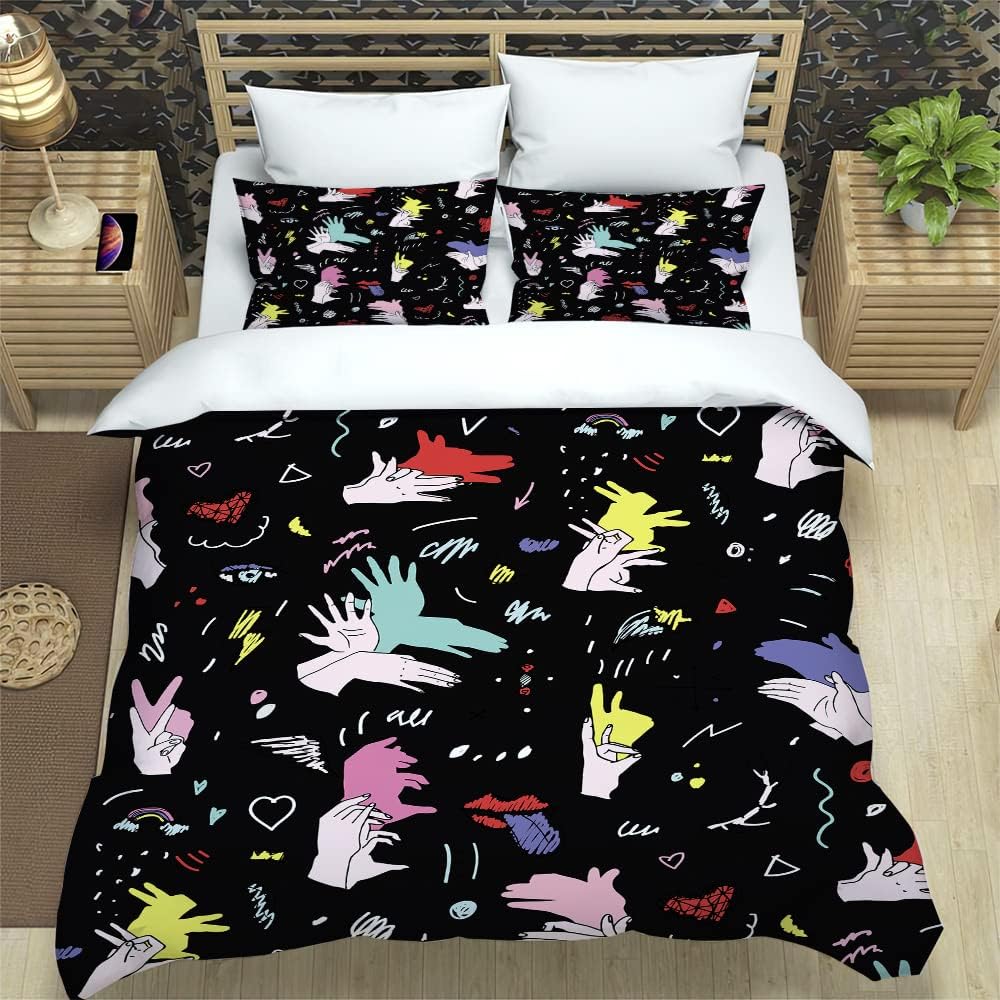 

Personalized pattern of love,hands,eyes Bedding Set,Personalized Photos Queen Duvet Cover,Funny Comforter Sets with Pillowcase 135*200cm