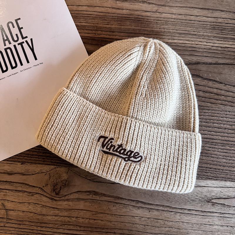 Embroidery Letter Fashion Neutral Casual Warm Knitted Hat For Autumn Winter And