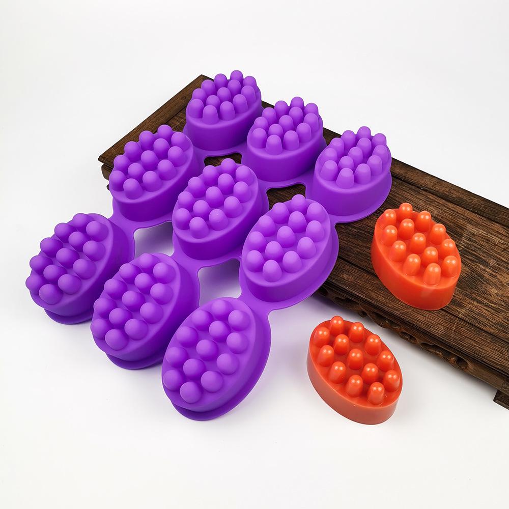 9-Cavity Oval Silicone Massage Soap Mold for DIY Handmade Soap