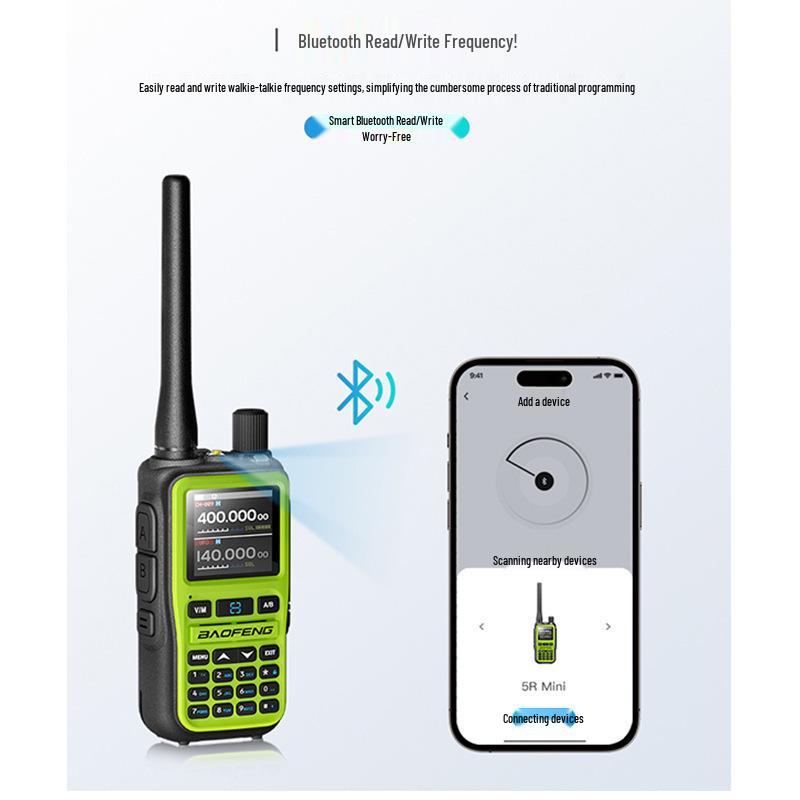 BaoFeng UV5Rmini Handheld Radio: Full Band, AM Aviation, One-Key Frequency Match, Self-Driving Tour, Outdoor Use, TYPE-C Charging.