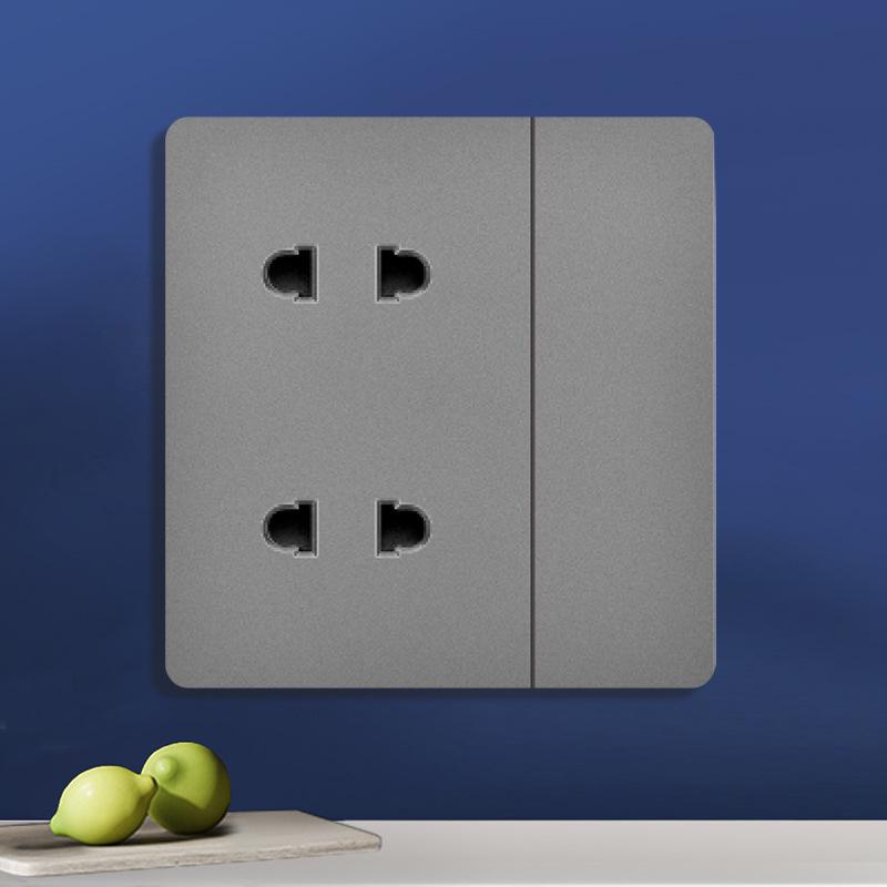 Priză UK 13A pentru perete gri cu încărcător Type-C și USB