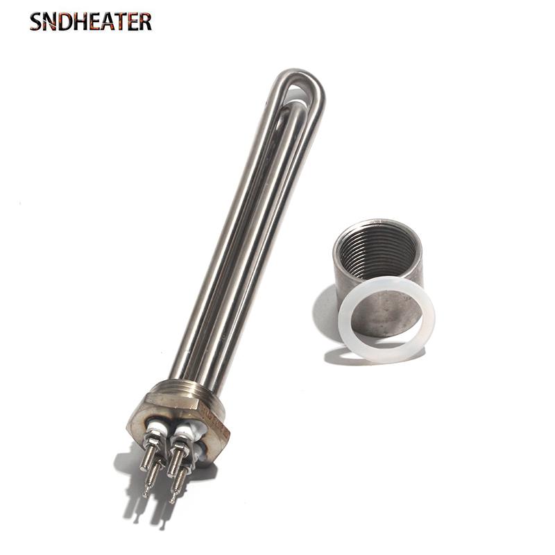 SNDHEATER 12V 24V 36V 48V Water Immersion Heater Low Voltage G1 1/4" DN25 1Inch Thread Induction Heating Tube 304SUS 300W-1.5KW