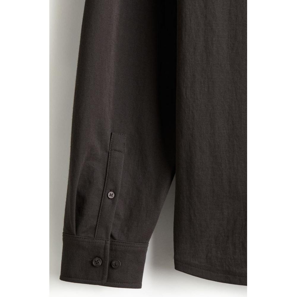 H M Loose Fit sHirt Dark Brown