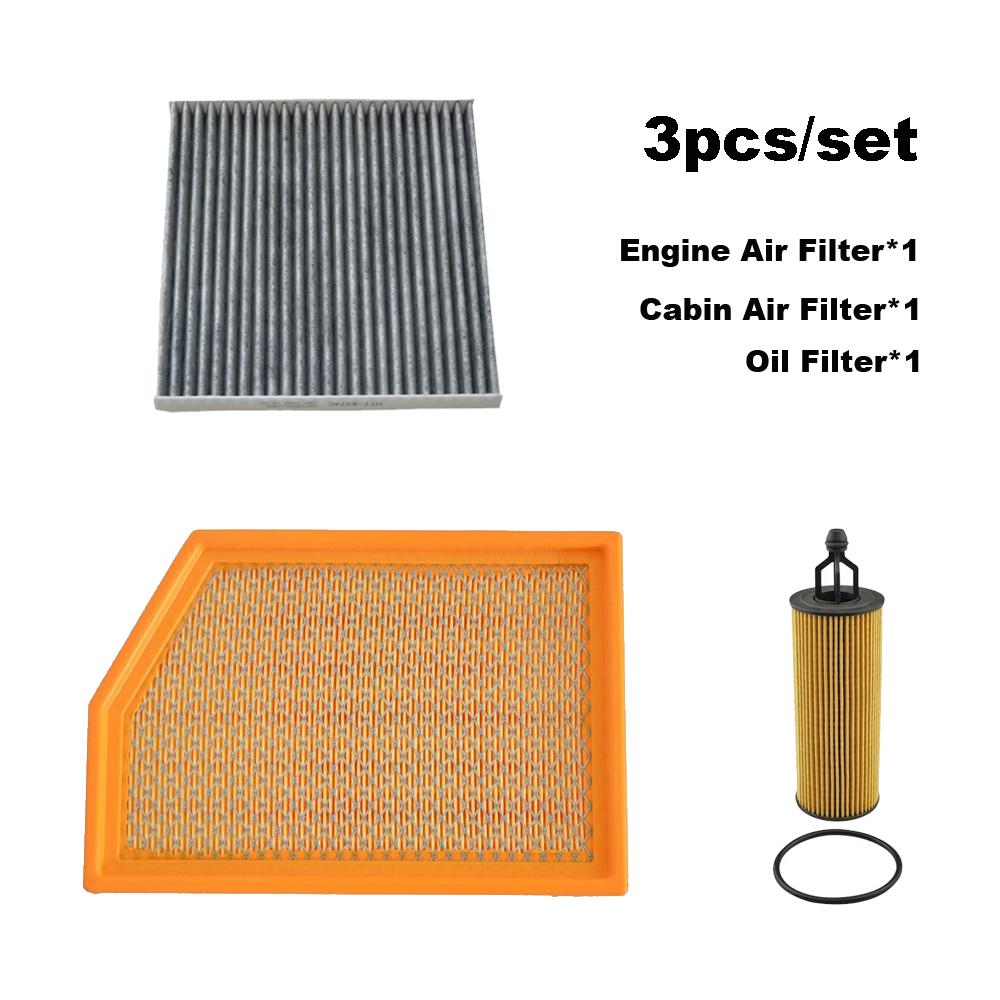 3pcs Filter Set For JEEP CHEROKEE (KL) 3.2L 2013-2018/ 2.4L 2014-2015 AC Interior Cabin Engine Air Oil Filter Kit Spare Parts