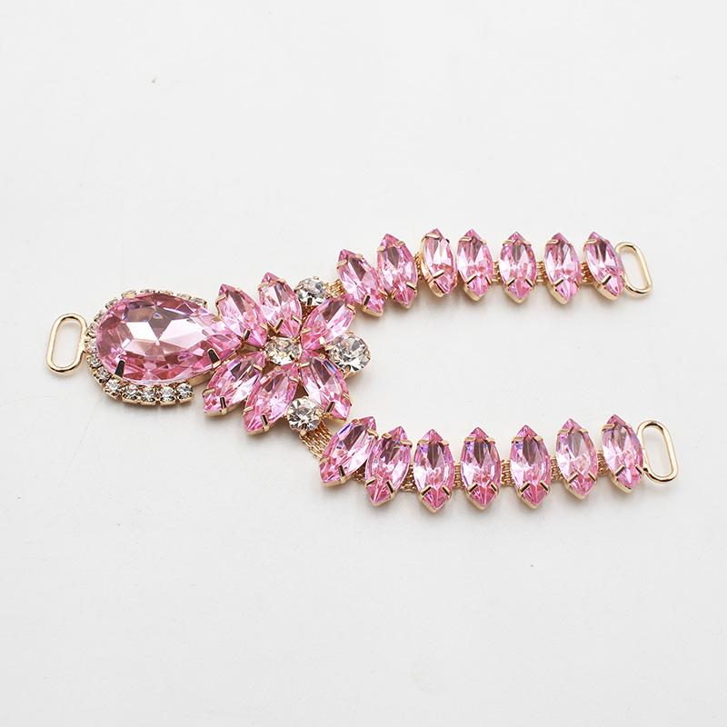 Charm 12Color 1pcsCrystal Chain DIY Garment sewing accessories Rhinestone bikini Connectors buckle fashion Beach SlipperChain