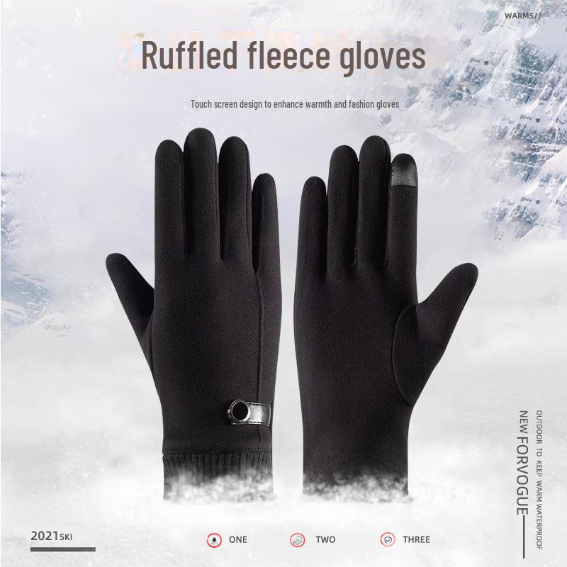 Men's Winter Windproof Cycling Gloves with Touchscreen Compatibility and Velvet Cuff