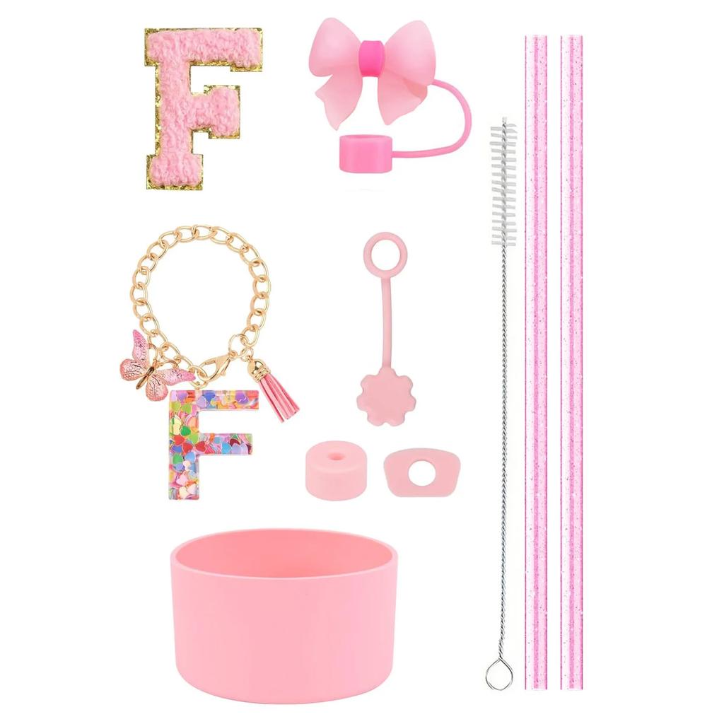 10pcs Cup Accessories Set for Stanley 30oz 40oz Tumbler Straw Cover Cap Boot Spill Proof Stopper Letter Keychain Charm Sticker