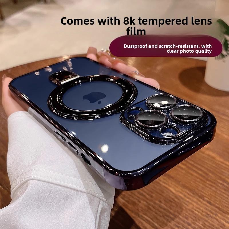 Clear Magnetic Mobile Phone Cases For Iphone 16 Shockproof Ring Cover Stand