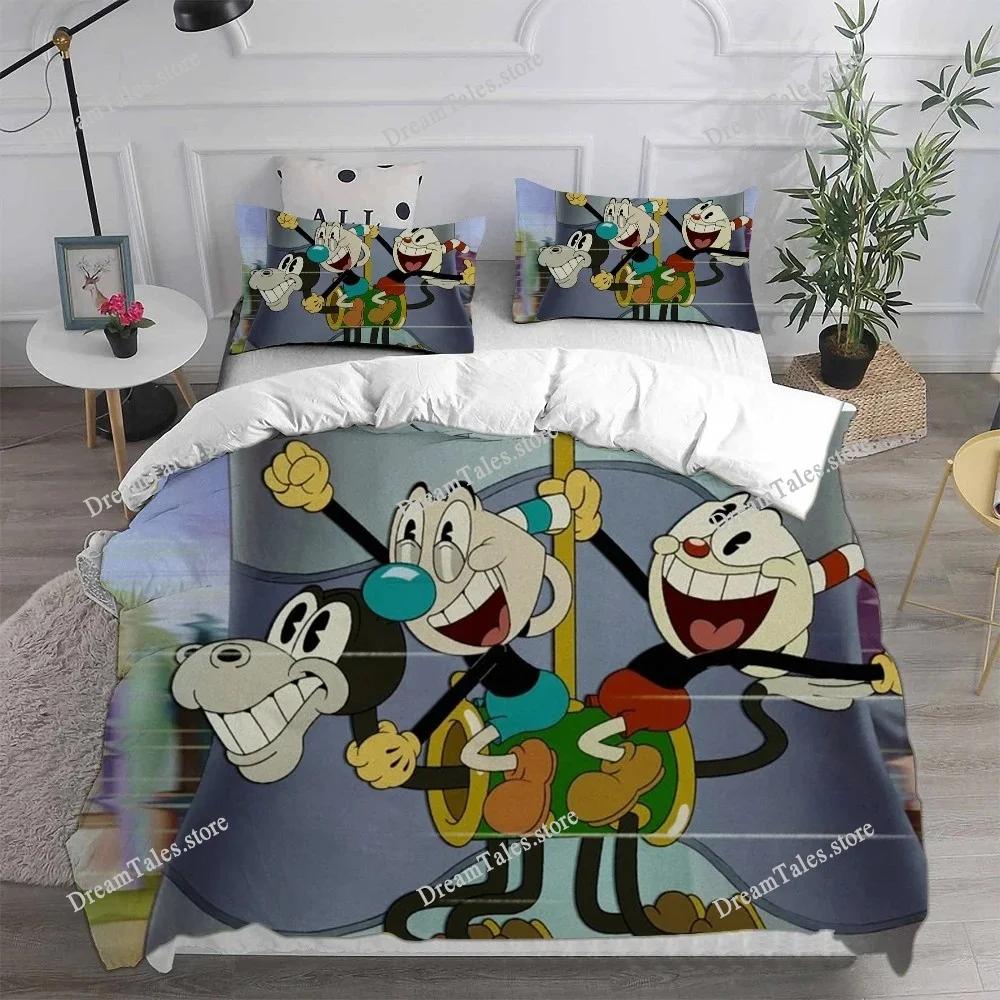 Cute Cartoon Game Cuphead Duvet Cover Pillowcase Bedding Set Adult Boy Girl Bedroom Decoration Children Gift Single Double Large