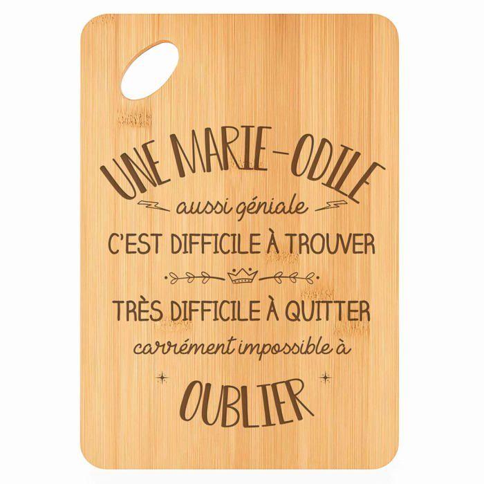 Planche à découper Une Marie-Odile aussi géniale - Plateau Apéro en Bambou Cadeau Gravé pour Femme Cuisine Barbecue