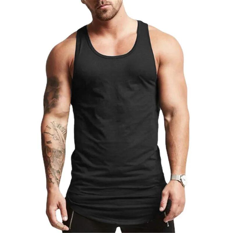 Muscleguys Summer Mens Running Vests Cotton Gym Sleeveless Shirt Fitness Tank Top Bodybuilding Stringer Clothing Workout Muscle Tanktop