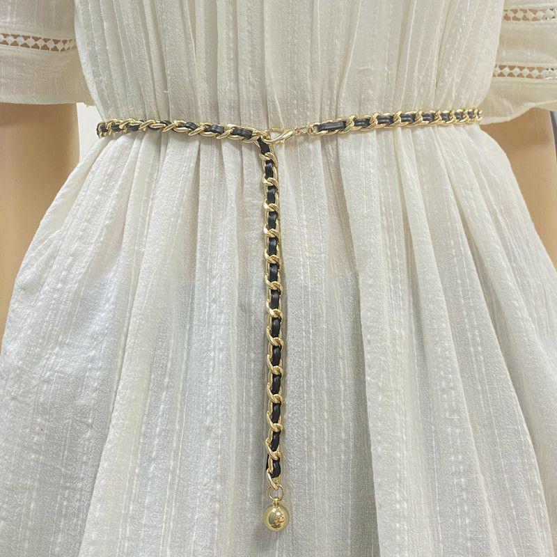 Fashion Chain Belt Female Waist Metal Belts For Women Luxury Tassel Thin Waistband Dress Coat Adjustable Corset