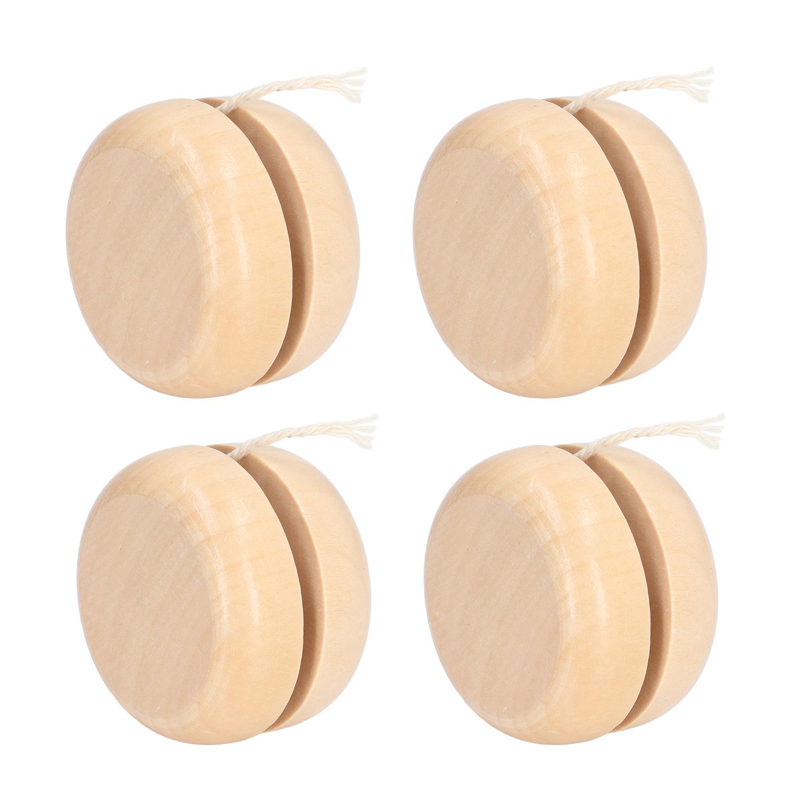 

4Pcs Wooden Yoyo Small Size Portable Premium Durable Wood Unfinished Surface DIY YoYo Plain Wooden YoYo