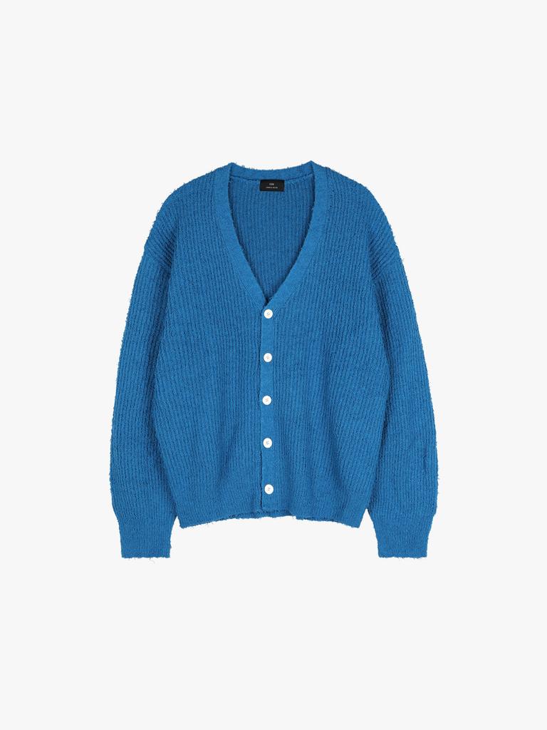 Esn Essential Boucle Knit Cardigan Blue