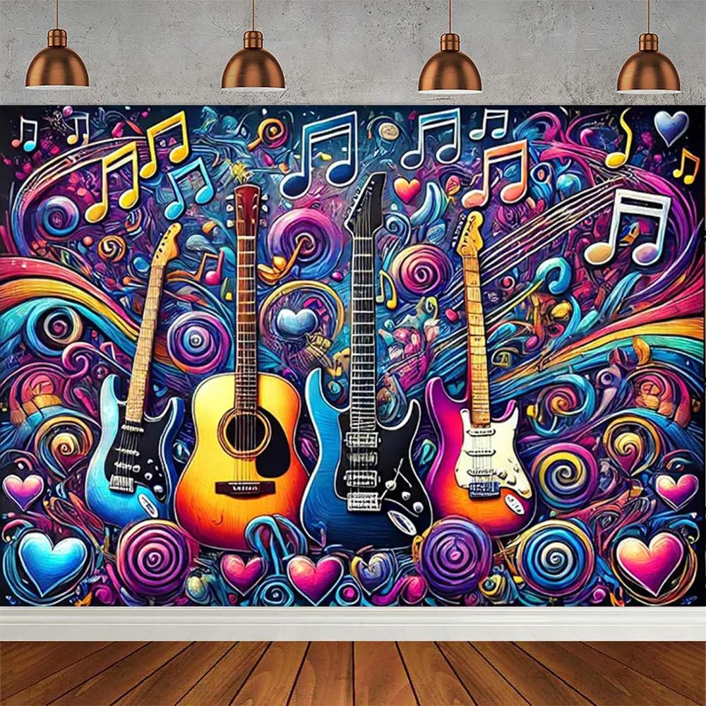 Rock Music, Dance Notes, Band Theme, Party Photography Background, Adult Birthday Party, Home Decoration Photography Background