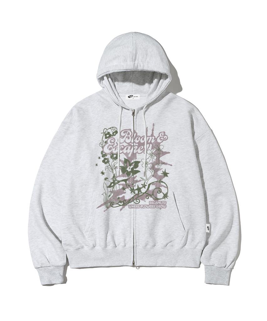 Escapefrom Bloom Escf Print Two-Way Zip-Up Hoodie [3 Colors]