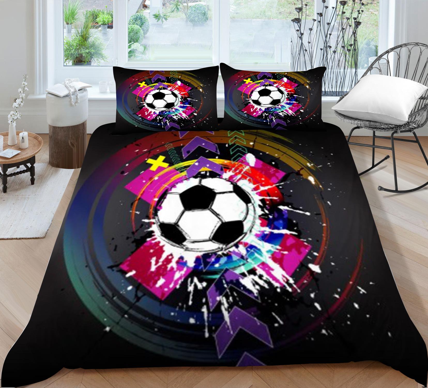 

Quilt Cover Pillowcase Three-Piece Football Series 3D Digital Printing Polyester 90*200
