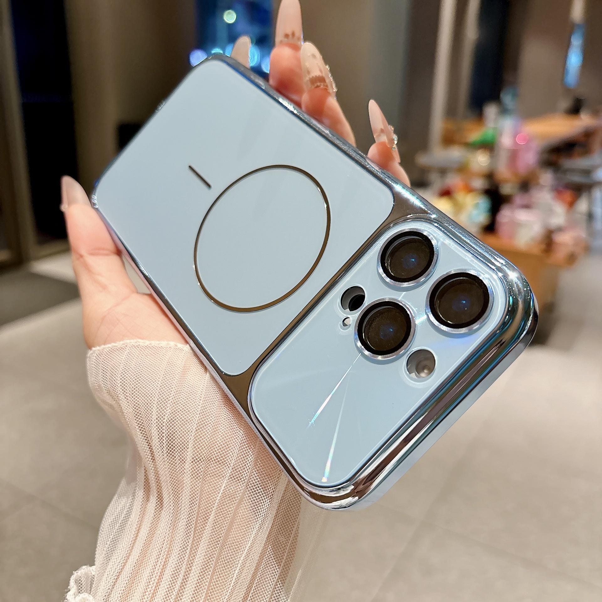 

17-in-1 Electroplated Ring Magnetic iPhone 16 Pro Max Case with Lens Protector. iPhone 13 Pro Max синий