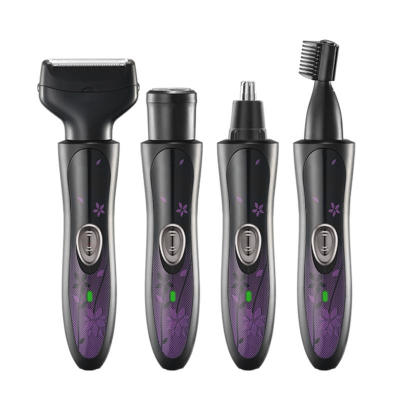 

Перезаряжаемый беспроводной электрический эпилятор и бритва 4 в 1 для женщин, безболезненный триммер для волос на теле, подарок чёрный