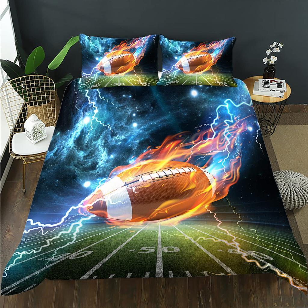 Rugby American Football Sports Quilt Cover Bedding 3D Printing Three-Piece Home Textile