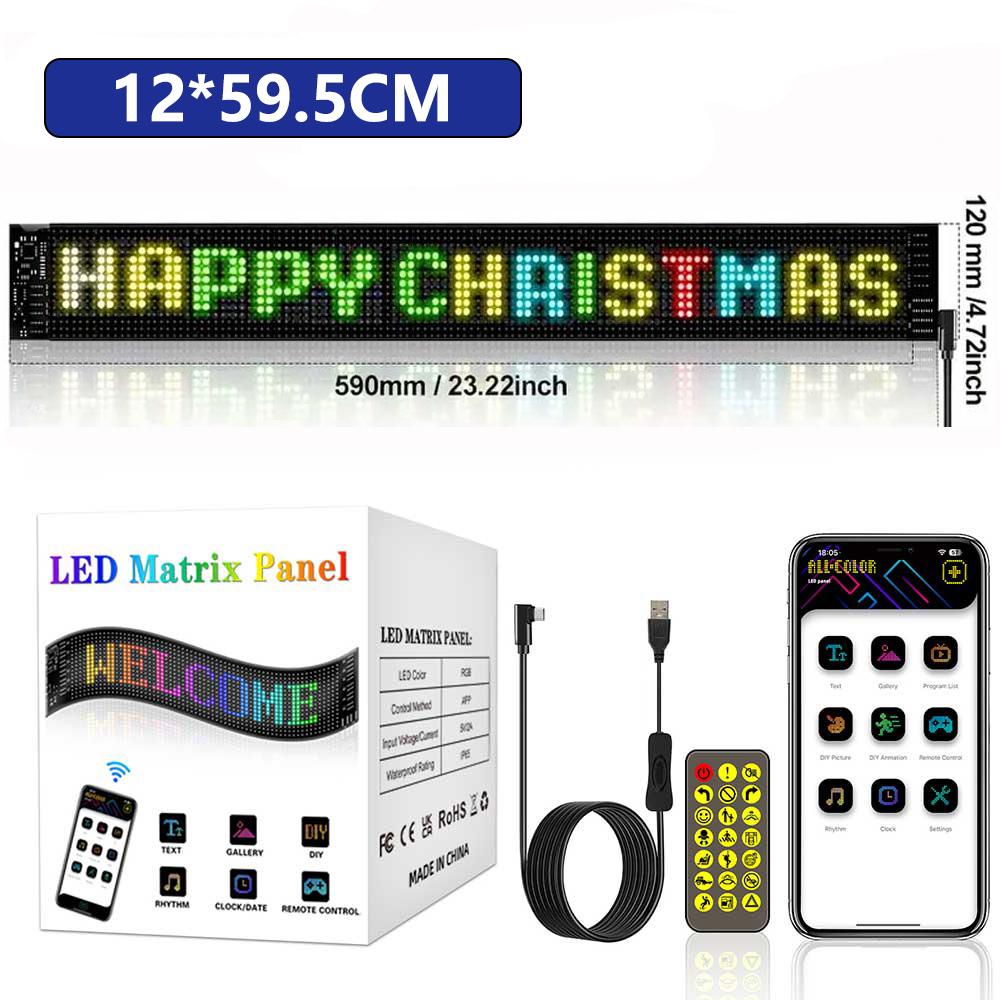 Car/Truck LED Matrix Pixel Panel Light Bluetooth Smart App Control Scrolling Advertising Car Sign Animation with Custom Function