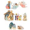 Set of Wooden Christmas Tree Hangers with Christmas Story, 8 Pieces, 4.5-10