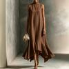 Damen ärmellos hoher Kragen lässig lockere Passform Midi-Kleid weicher Stoff entspannte Silhouette stilvoll für den Alltag