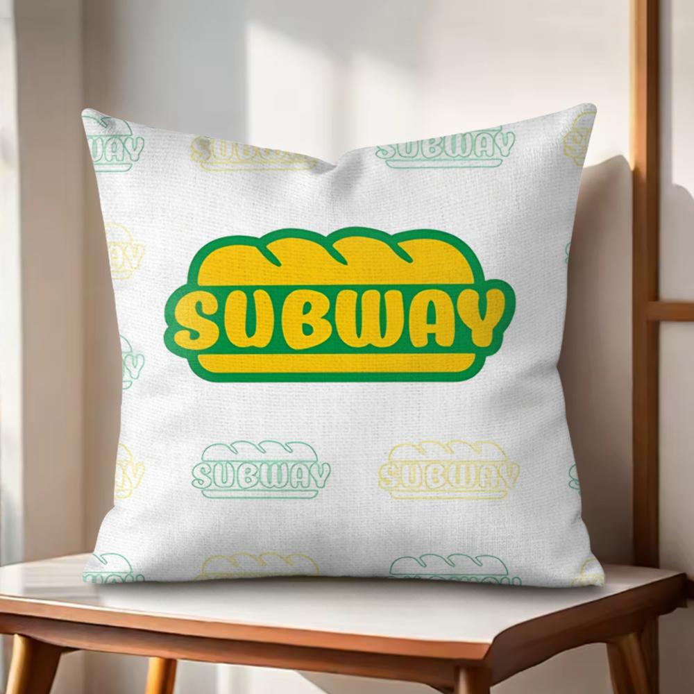 SSubway Cushion Cover Natural Linen Organic Fabric DoubleSided Printing Couch Pillow Covers Home Decor