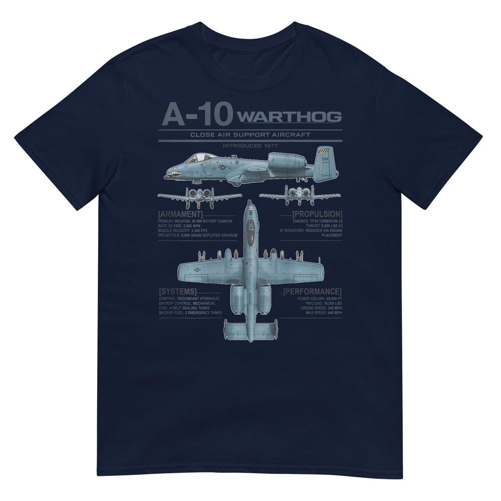 A10 Warthog Military Jet Spec Infographic Dark Blue TShirt S
