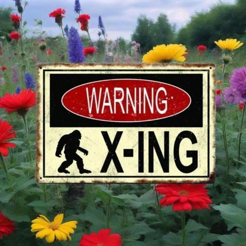 Metal Wall Art Bigfoot Warning Sign for Kitchen Bar Decor