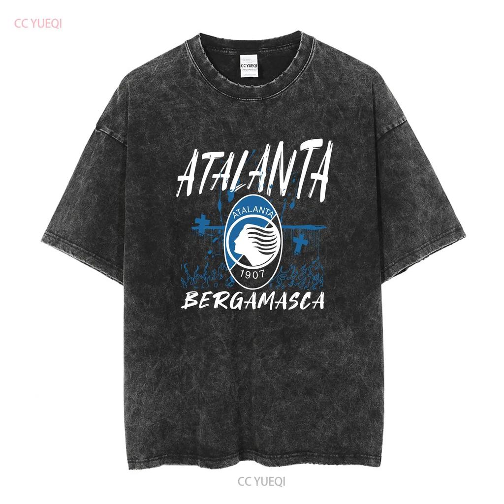 Atalanta Tričko Bergamasca Calcio La Dea Gli Orobici Nerazzurri Bergamo dlhý alebo krátky rukáv vintage Prané Bežné Mäkké