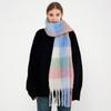 AC new winter warm plaid fringed scarf women's imitation cashmere wool warm long scarf shawl Han Fan