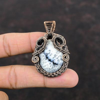 Dendrite Opal Pendant Copper Wire Wrapped Gemstone Pendant Handmade Dendrite Opal Jewelry Women Pendant Anniversary Gift Copper Wire Jewelry