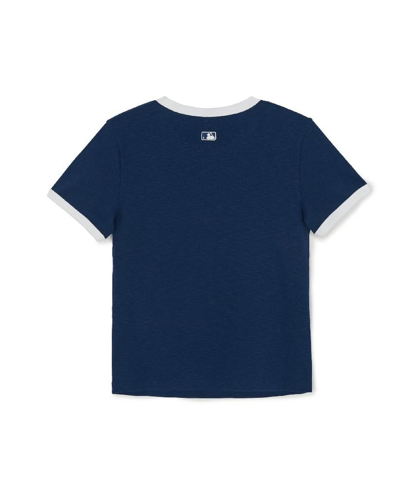 Emelbi Women'S Varsity Lettering Slim Slub Ringer T-Shirt Bos (D.Navy)