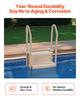 3-Step Taupe Pool Ladder of 2 Handrails Supports 400 Lb for 36-48 In Pools