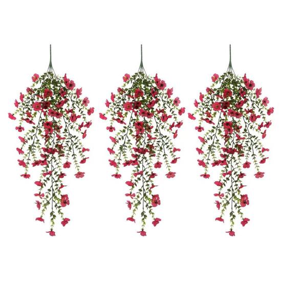 1/2/3/6Pcs Hanging Artificial Violet Flower UV Resistant Realistic Fake Flower Wedding Party Indoor Outdoor Garden Wall Hanging Faux Flower Decoration