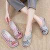 Fashion Women's Embroidered Retro Mary Jane Shoes Flower Elegant Soft Sole Round Toe Flat Shoes Spring Autumn Lightweight Cloth Shoes