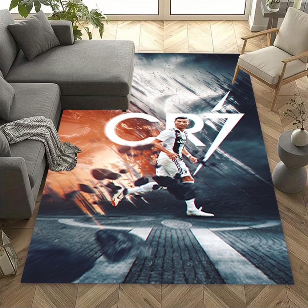 Powerful Football Legend Cr7 Area Rug Perfect for Entryway Kitchen Game Room Balcony Antislip Carpet Anime Office Decor