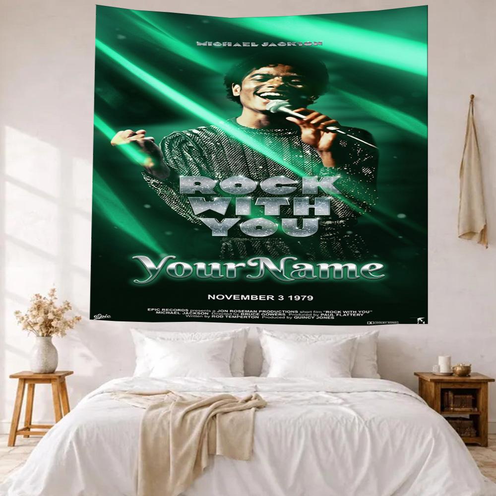 Michael Jackson Personalizzato Il Tuo Nome Decorazione Murale Arazzo Artistico Per Ricordo Animale Compleanno Festa Nuziale Sfondo Regalo di Famiglia