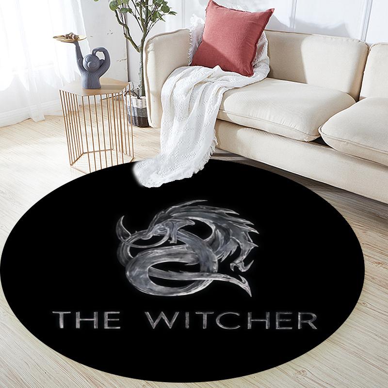 The Witcher pattern round rug,Carpet Rug for Living Room Bedroom Playroom ,Non-slip Floor Mat,Holiday Gifts and Birthday Gifts.