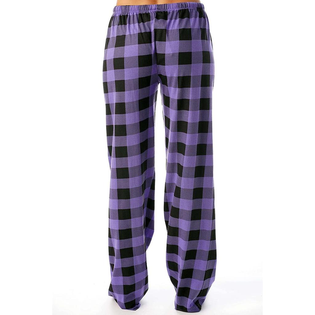 Women's Plaid Elastic Drawstring Wide-Leg Pajama Pants