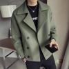 Men's Woolen Windbreaker Coat - Spring/Autumn Short Style, Trendy Jacket Top
