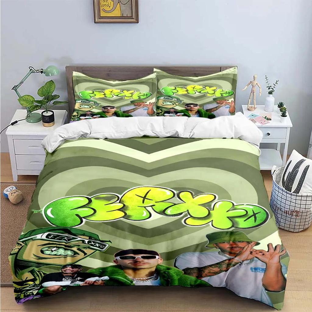 Fashion Pop Singer Ferxxo Feid Print Bedding Sets Bed Supplies Set Duvet Cover Bed Comforter Set Bedding Set Luxury Birthdaygift