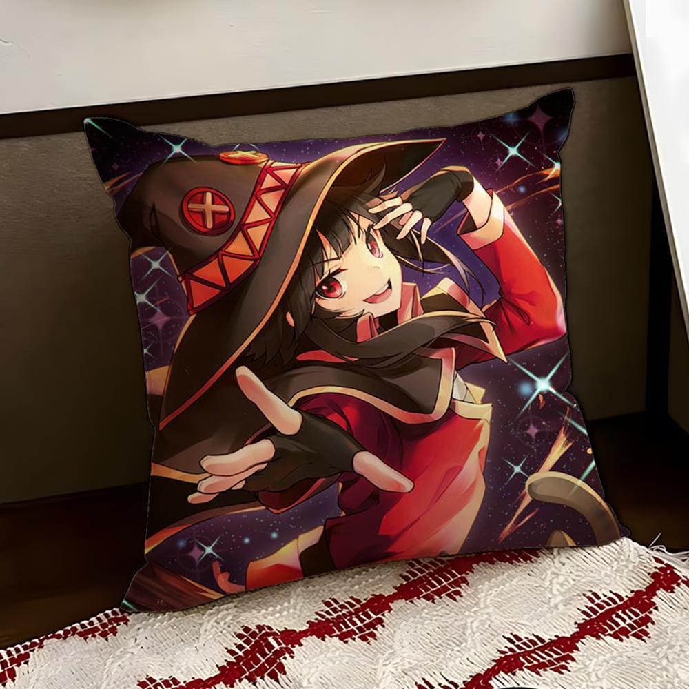 Cute MMegumin Cushion Cover Reversible Soft Durable Pillow Cover Home Car MultiScene Use for Daily Comfort