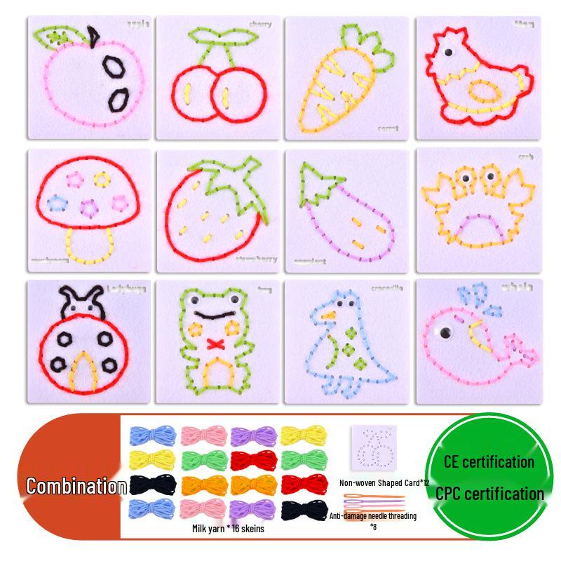 Montessori DIY Threading Toy Kit: Kindergarten Non-Woven Fabric Sewing Set