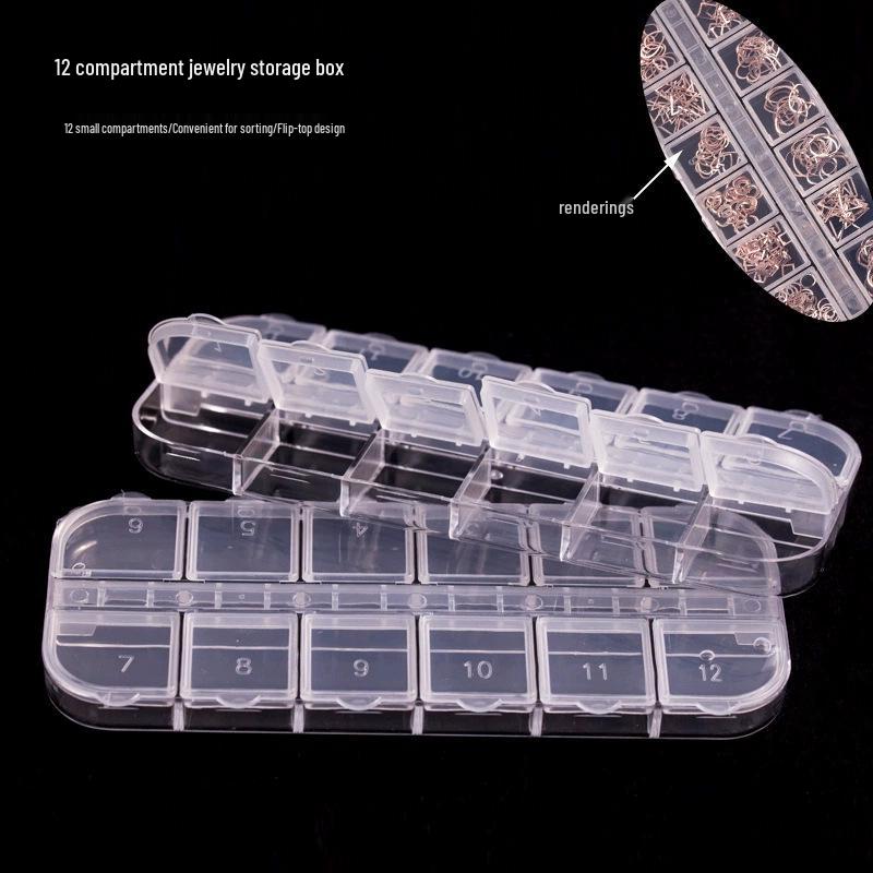Nail Art Jewelry Storage Box: 12-Grid & 6-Grid, Transparent, Removable, Round & Square Divided Multifunctional Tool Organizer
